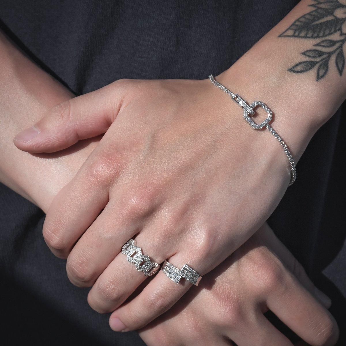 ダイヤモンド 18K ホワイトゴールド テニスブレスレット 幅2mm ダイヤモンド 18K ホワイトゴールド テニスブレスレット 幅2mm