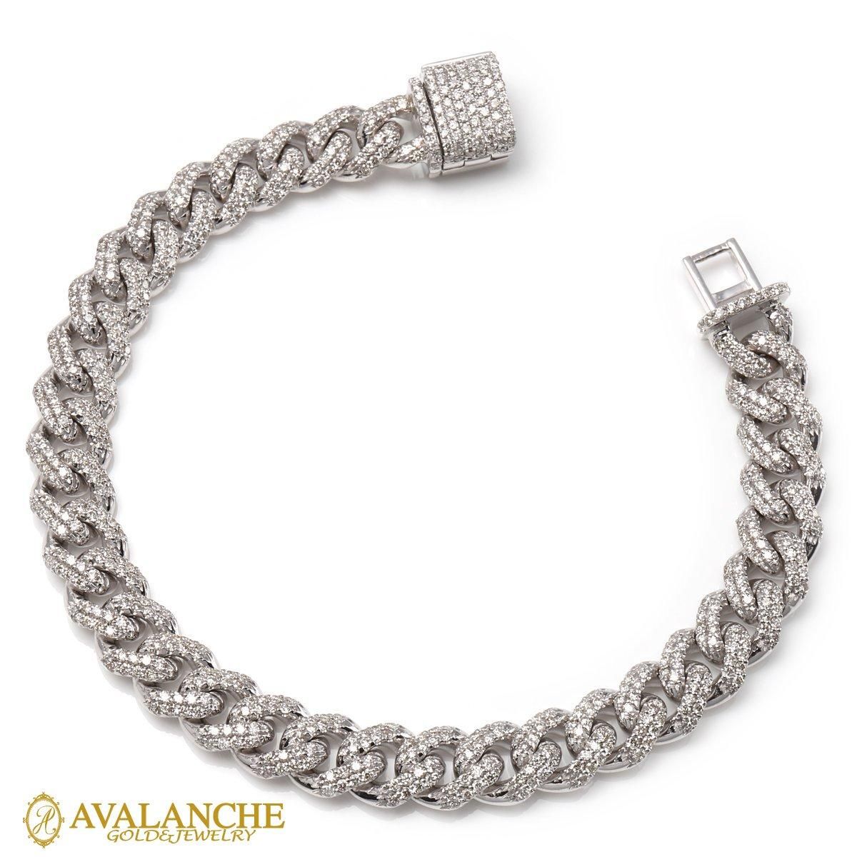 ダイヤモンド 10K ホワイトゴールド マイアミブレスレット 幅8.2mm 19cm 定価 1,425,000円【SPECIAL PRICE】 - AVALANCHE OFFICIAL STORE ダイヤモンド 10K ホワイトゴールド マイアミブレスレット 幅8.2mm 19cm 定価 1,425,000円【SPECIAL PRICE】 - AVALANCHE OFFICIAL STORE