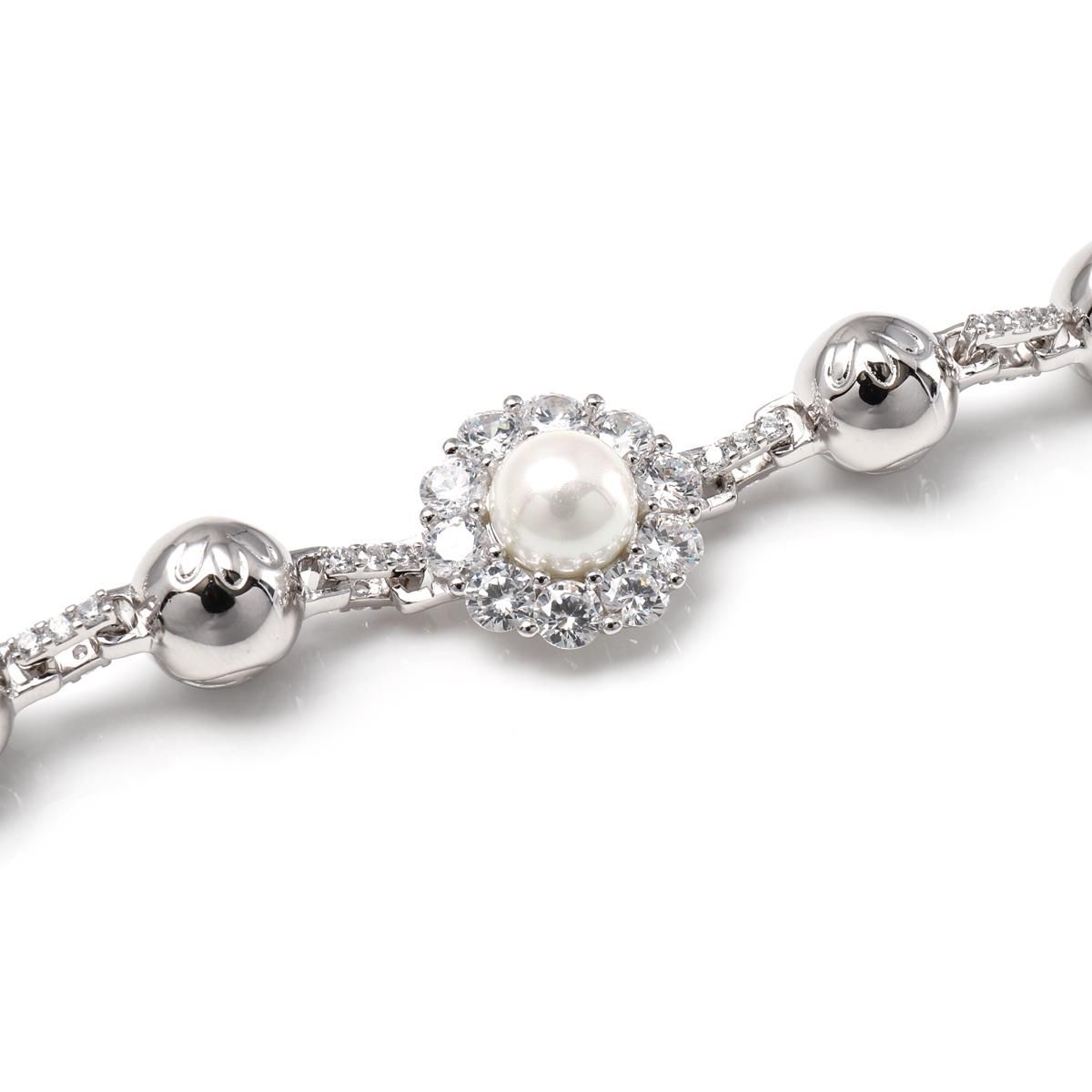 シルバー フラワーパールネックレス 幅16mm 50cm AHN-0100 シルバー フラワーパールネックレス 幅16mm 50cm AHN-0100