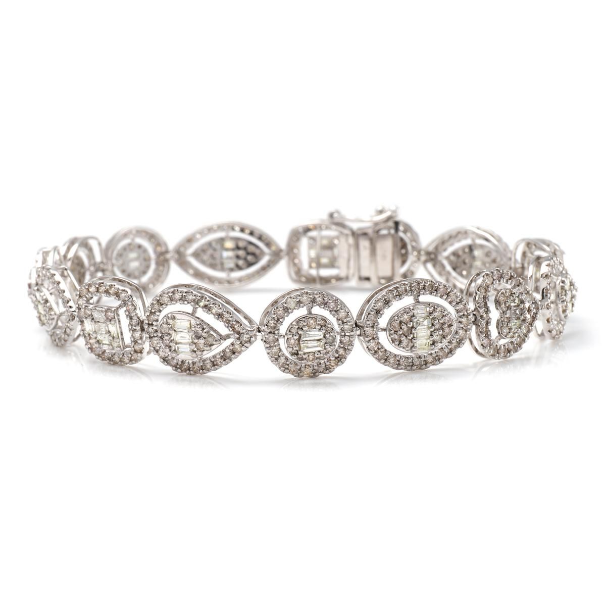 ダイヤモンド 18K ホワイトゴールド ブレスレット 幅10mm 17cm ダイヤモンド 18K ホワイトゴールド ブレスレット 幅10mm 17cm