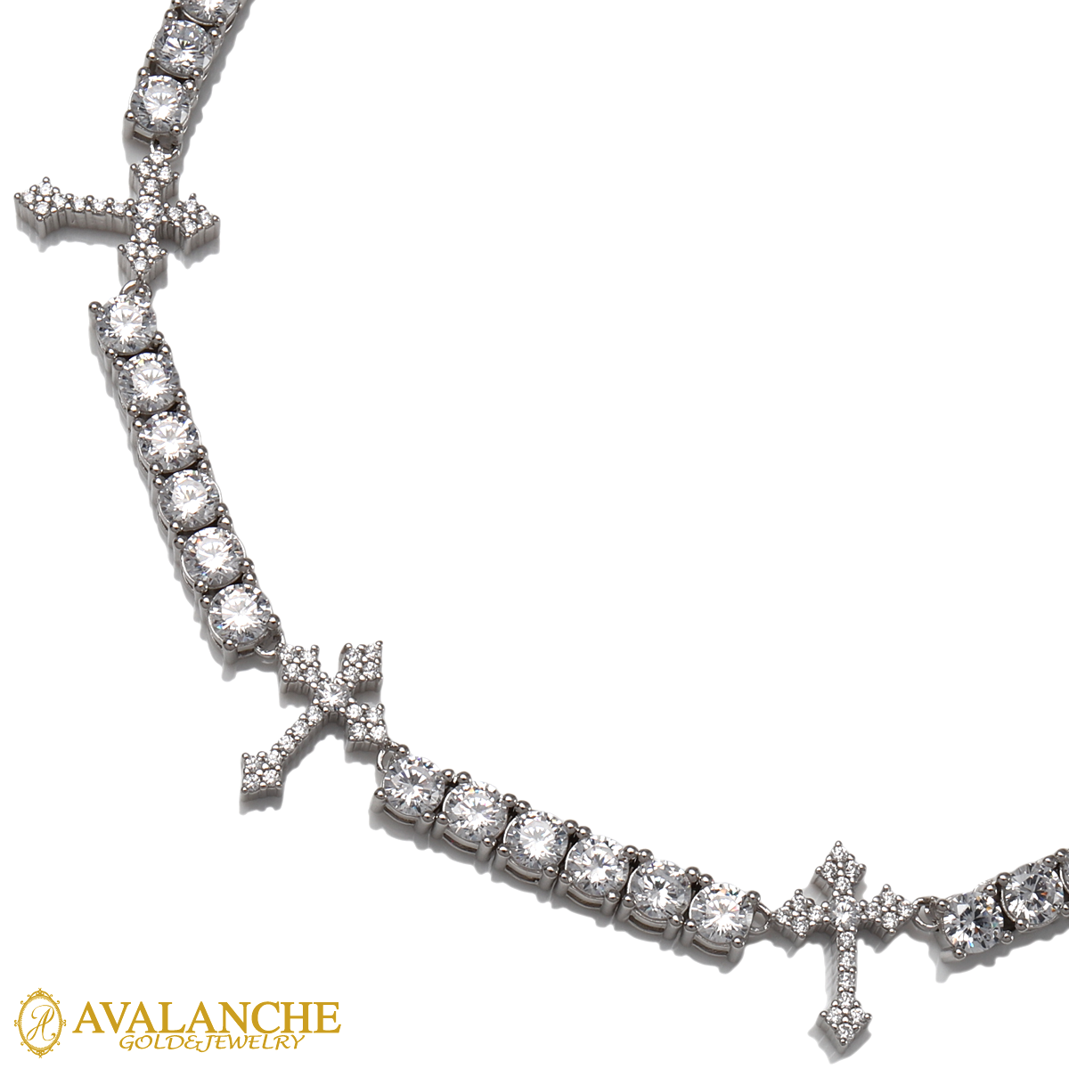 シルバー テニスネックレス 幅4mm 45cm-50cm AHNL-D001-CROSS