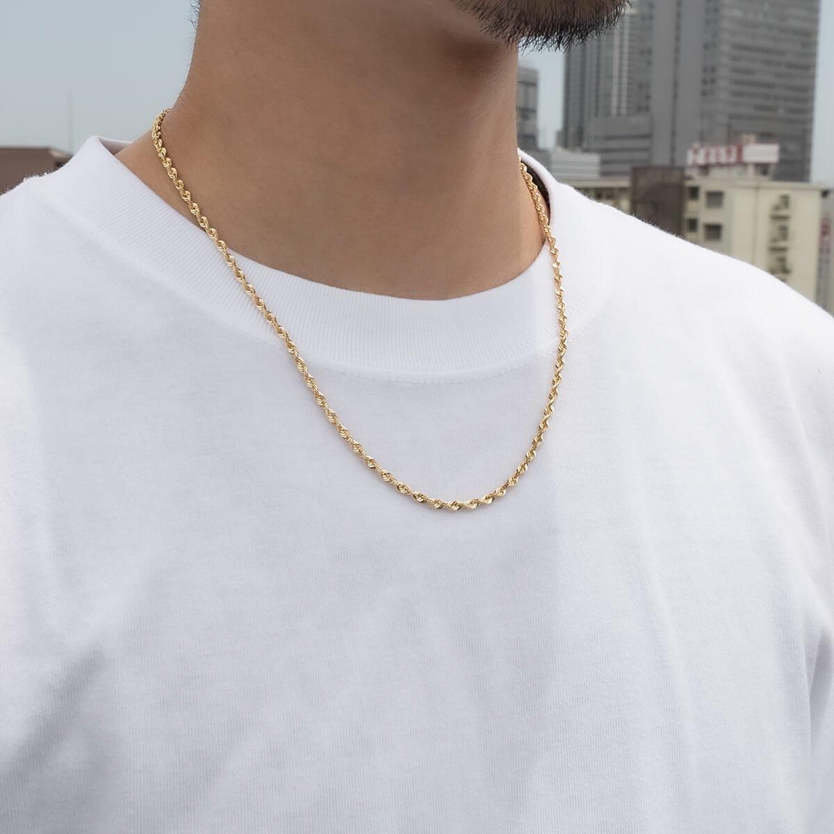 10K イエローゴールド ロープネックレス 幅2.8mm 45cm-60cm 10K イエローゴールド ロープネックレス 幅2.8mm 45cm-60cm