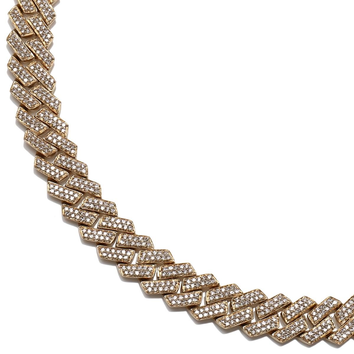ダイヤモンド 14K イエローゴールド スクエアマイアミネックレス ダイヤモンド 14K イエローゴールド スクエアマイアミネックレス