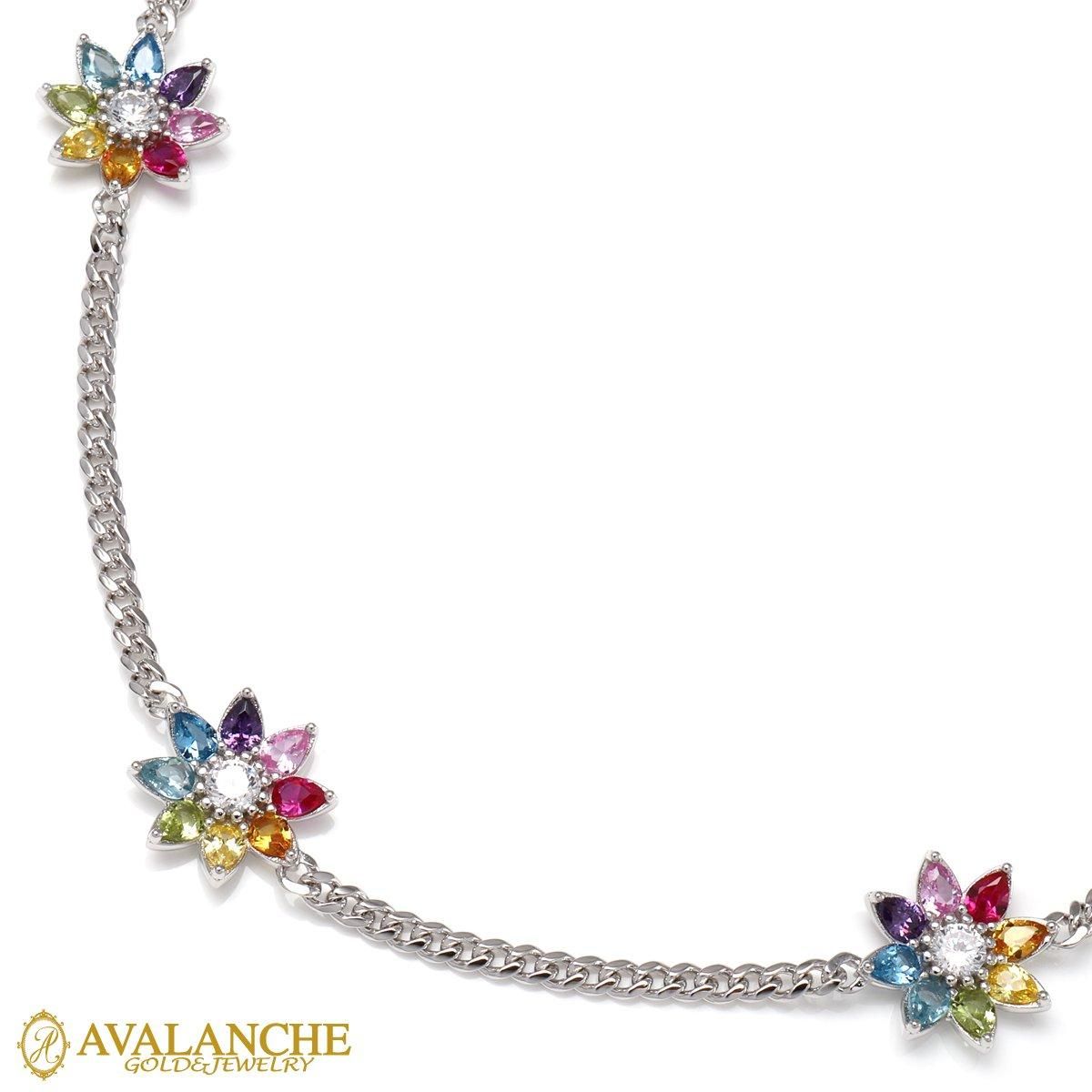 シルバー ネックレス 幅15.5mm 51cm AHN-0103-RAINBOW