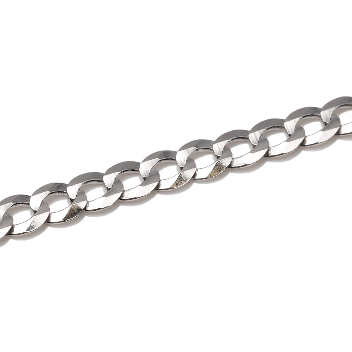 10K ホワイトゴールド キューバンネックレス 幅3mm 45cm-55cm 10K ホワイトゴールド キューバンネックレス 幅3mm 45cm-55cm