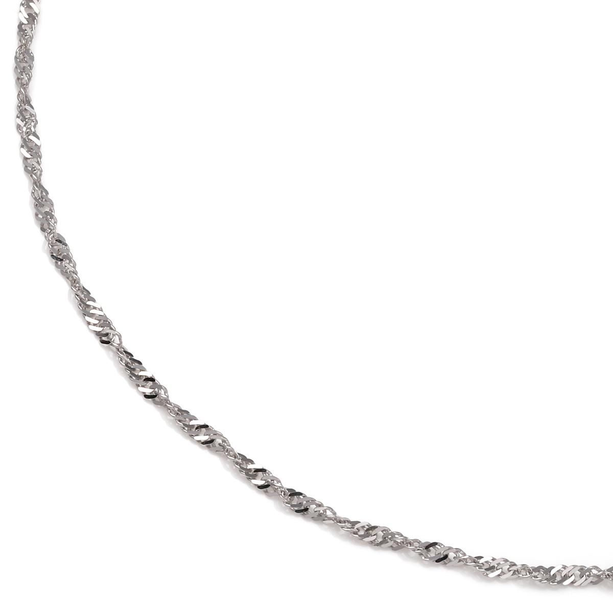 10K ホワイトゴールド スクリューネックレス 幅1.5mm 40cm-55cm 10K ホワイトゴールド スクリューネックレス 幅1.5mm 40cm-55cm