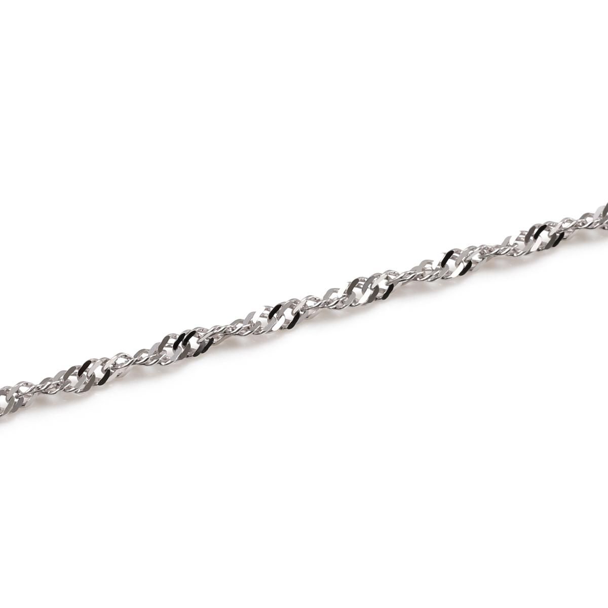 10K ホワイトゴールド スクリューネックレス 幅1.5mm 40cm-55cm 10K ホワイトゴールド スクリューネックレス 幅1.5mm 40cm-55cm