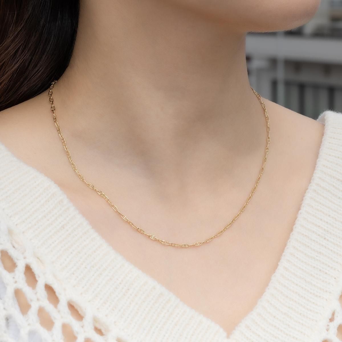 10K イエローゴールド アンカーネックレス 幅2.2mm 40cm-60cm A050MA