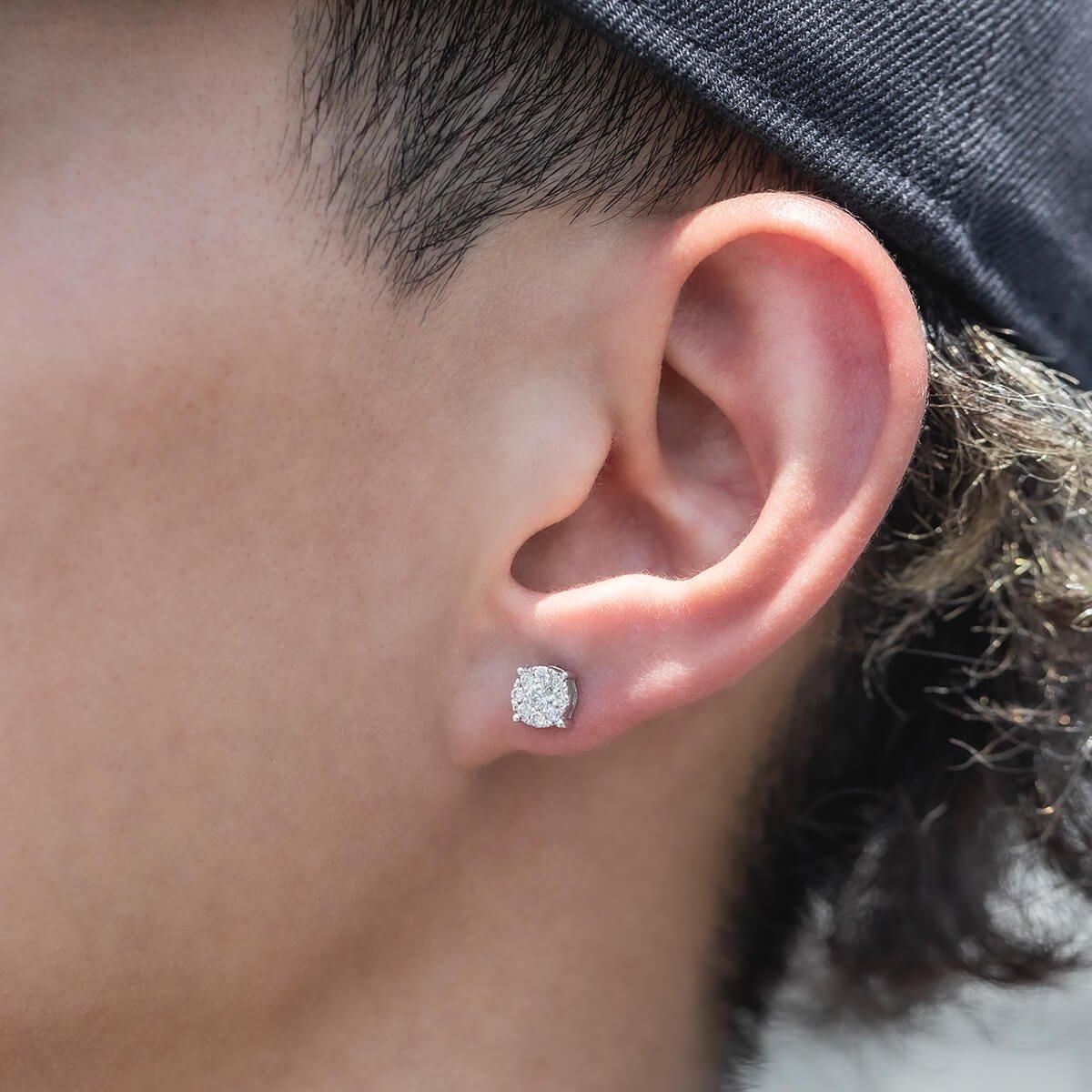ダイヤモンド 10K ホワイトゴールド ピアス 6mm - AVALANCHE ダイヤモンド 10K ホワイトゴールド ピアス 6mm - AVALANCHE