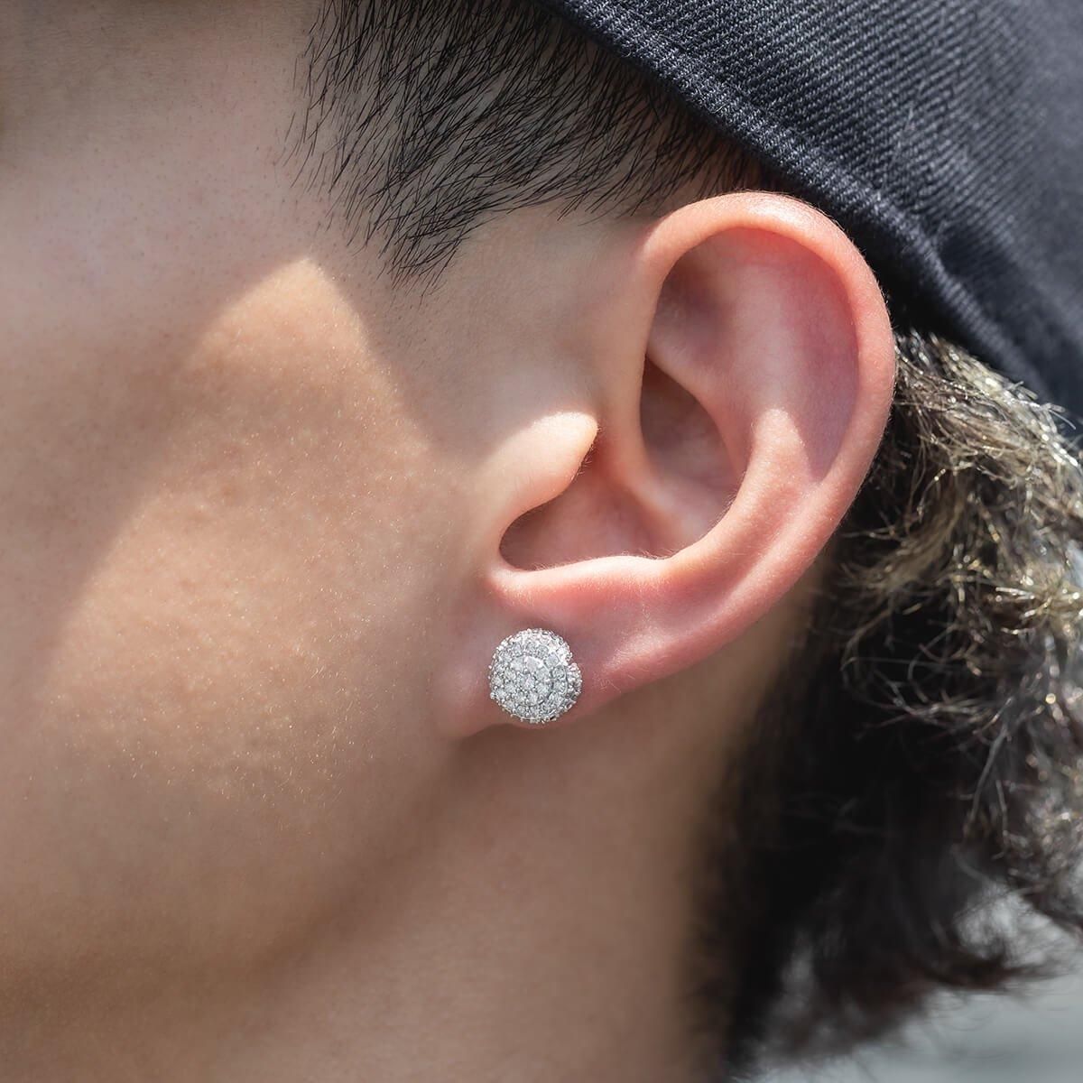 ダイヤモンド 10K ホワイトゴールド ピアス 10mm - AVALANCHE ダイヤモンド 10K ホワイトゴールド ピアス 10mm - AVALANCHE