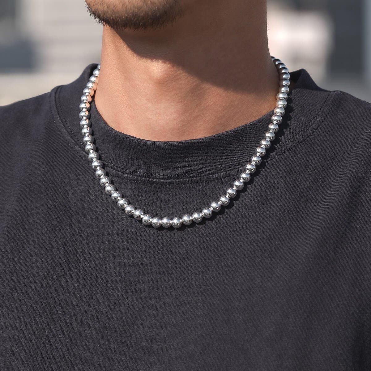 シルバー ボールネックレス 幅7mm 46cm-51cm SUMP-2406-NE04/05 シルバー ボールネックレス 幅7mm 46cm-51cm SUMP-2406-NE04/05