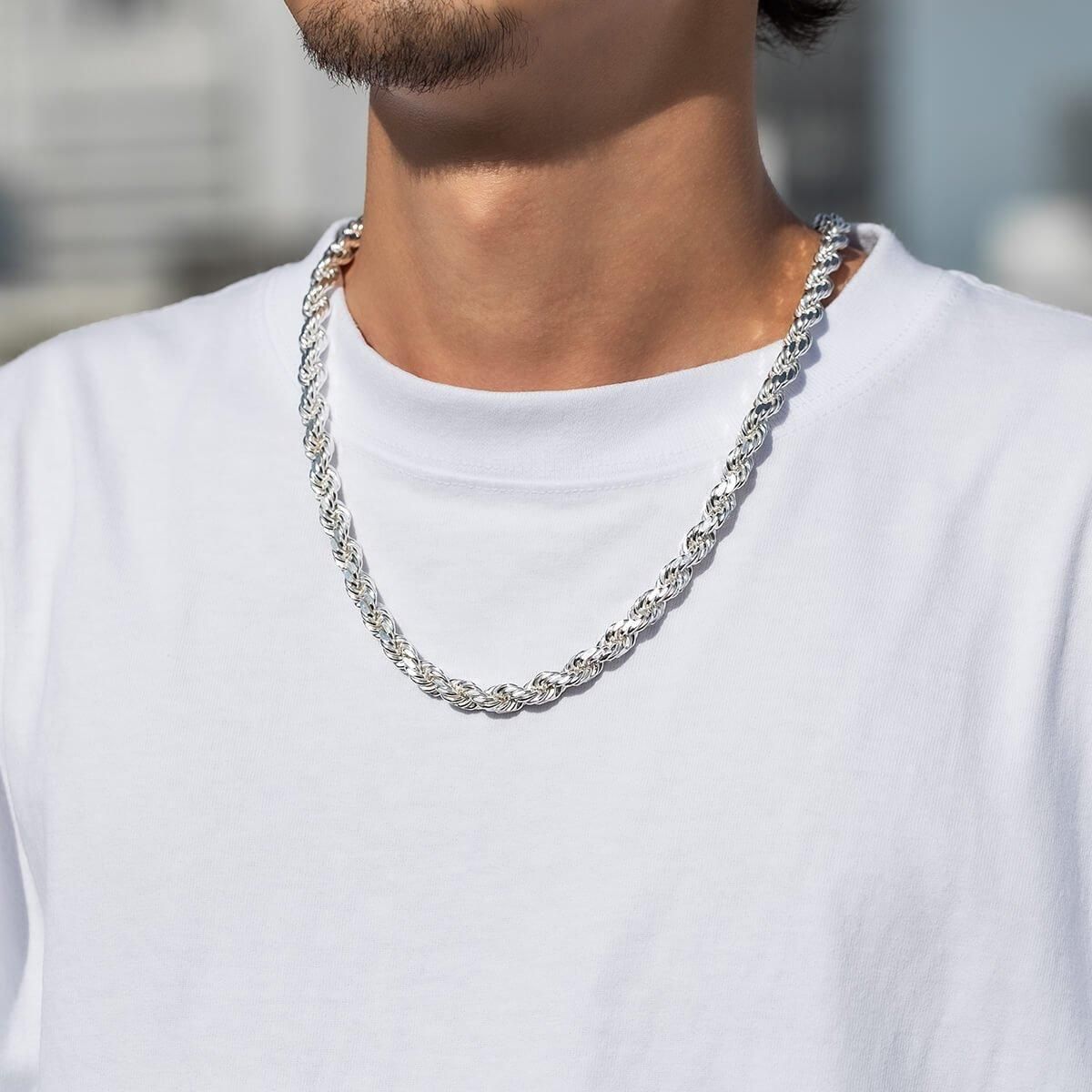 シルバー ロープネックレス 幅8mm 56cm-61cm ACHHW125 シルバー ロープネックレス 幅8mm 56cm-61cm ACHHW125