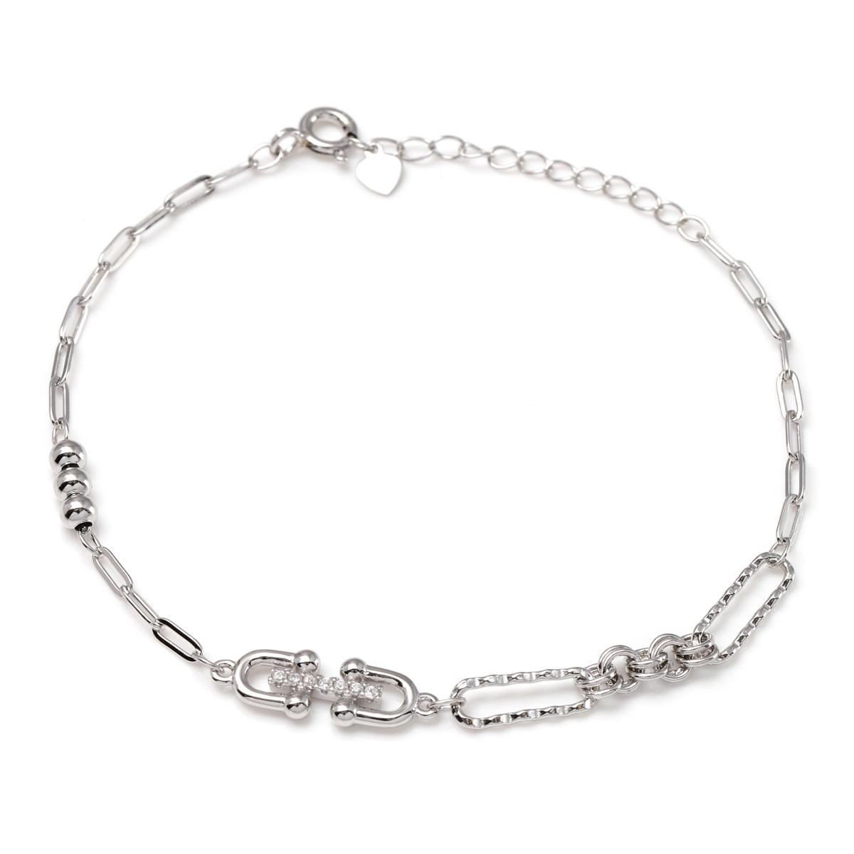 シルバー ペーパークリップブレスレット 幅6mm 16cm-18cm シルバー ペーパークリップブレスレット 幅6mm 16cm-18cm