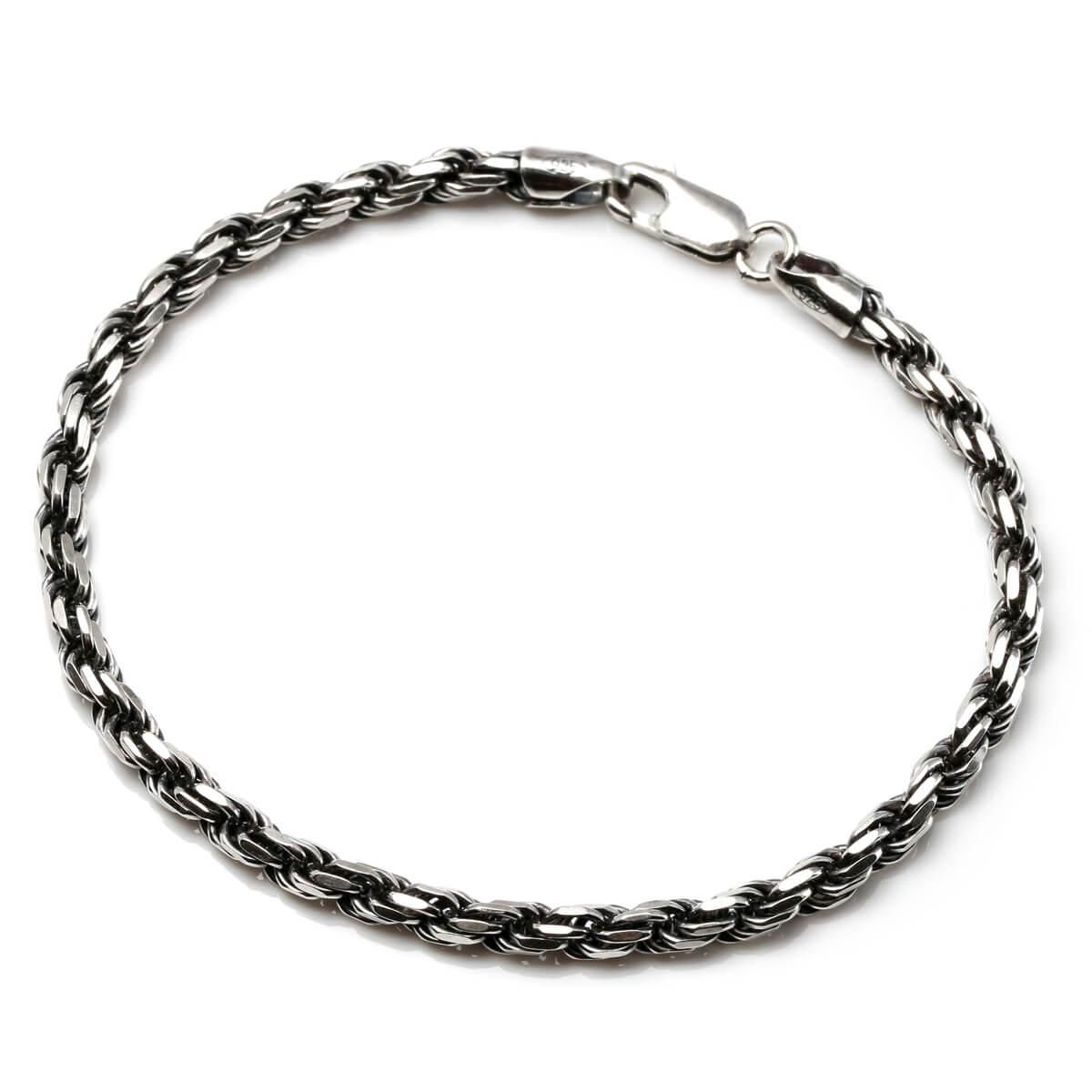 シルバー ロープブレスレット 幅3.5mm 19cm いぶし加工 080HCMD シルバー ロープブレスレット 幅3.5mm 19cm いぶし加工 080HCMD