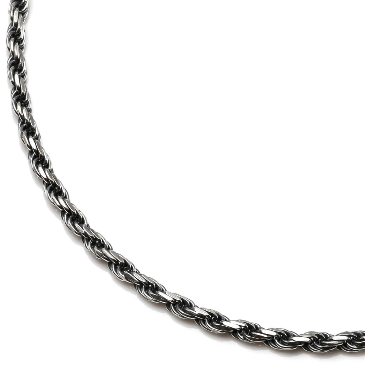 シルバー ロープネックレス 幅2.8mm 45cm-55cm いぶし加工 シルバー ロープネックレス 幅2.8mm 45cm-55cm いぶし加工