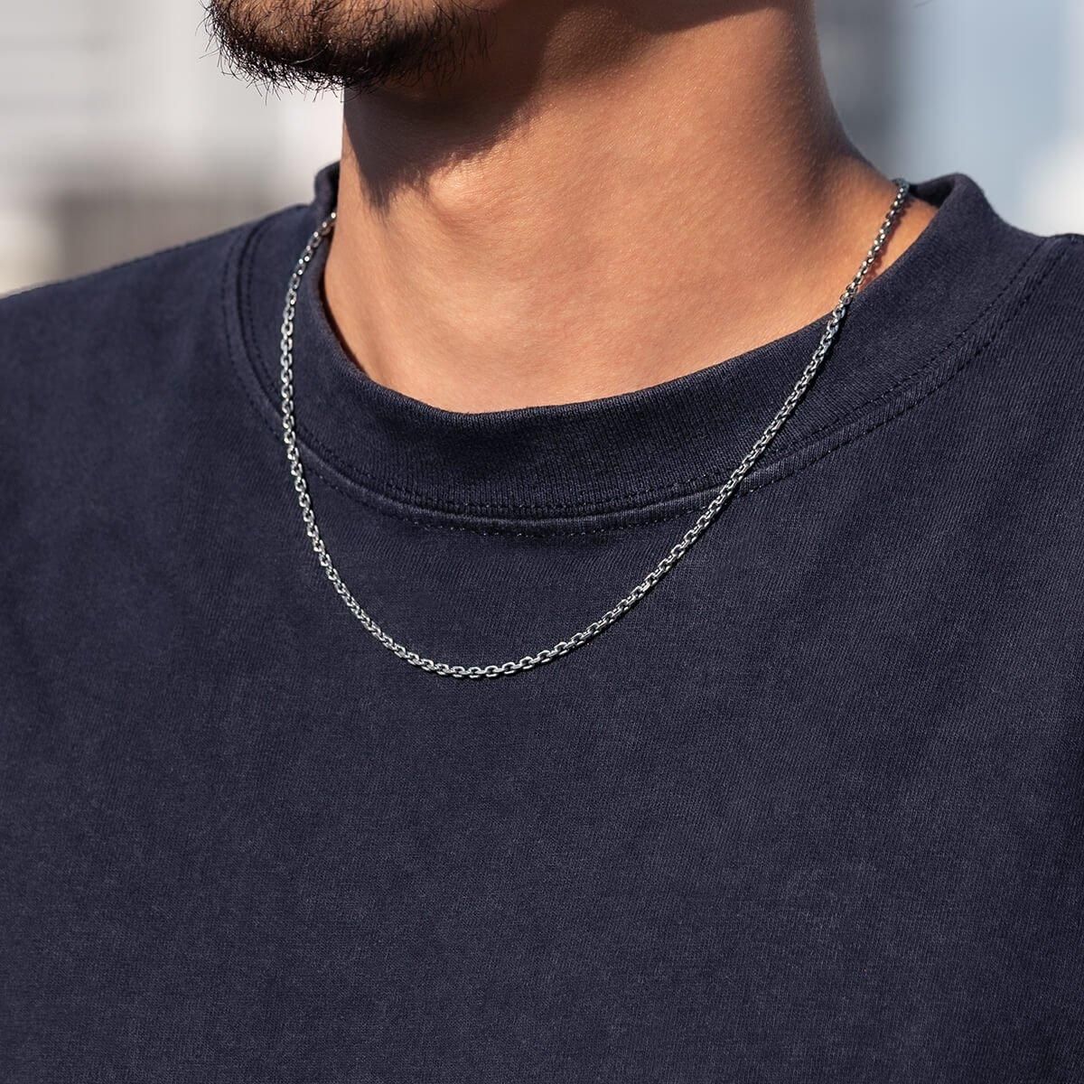 シルバー アズキネックレス 幅2.2mm 45cm-50cm いぶし加工 シルバー アズキネックレス 幅2.2mm 45cm-50cm いぶし加工