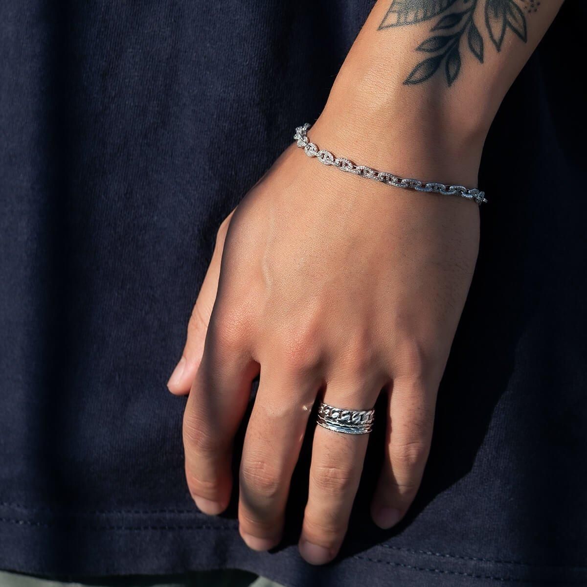 ダイヤモンド 10K ホワイトゴールド ブレスレット 幅4.5mm 19cm ダイヤモンド 10K ホワイトゴールド ブレスレット 幅4.5mm 19cm