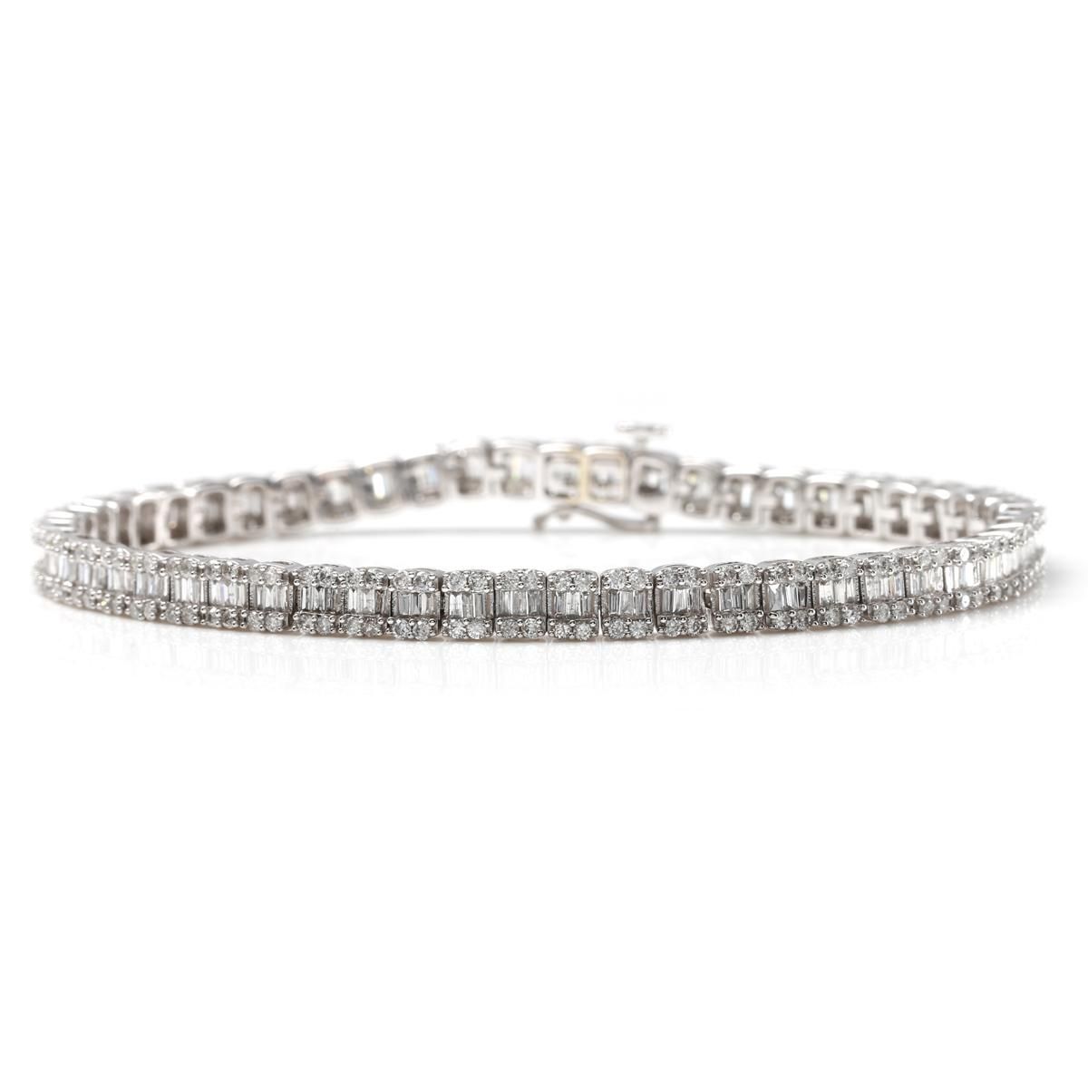 ダイヤモンド 14K ホワイトゴールド ブレスレット 幅4.5mm 18cm ダイヤモンド 14K ホワイトゴールド ブレスレット 幅4.5mm 18cm