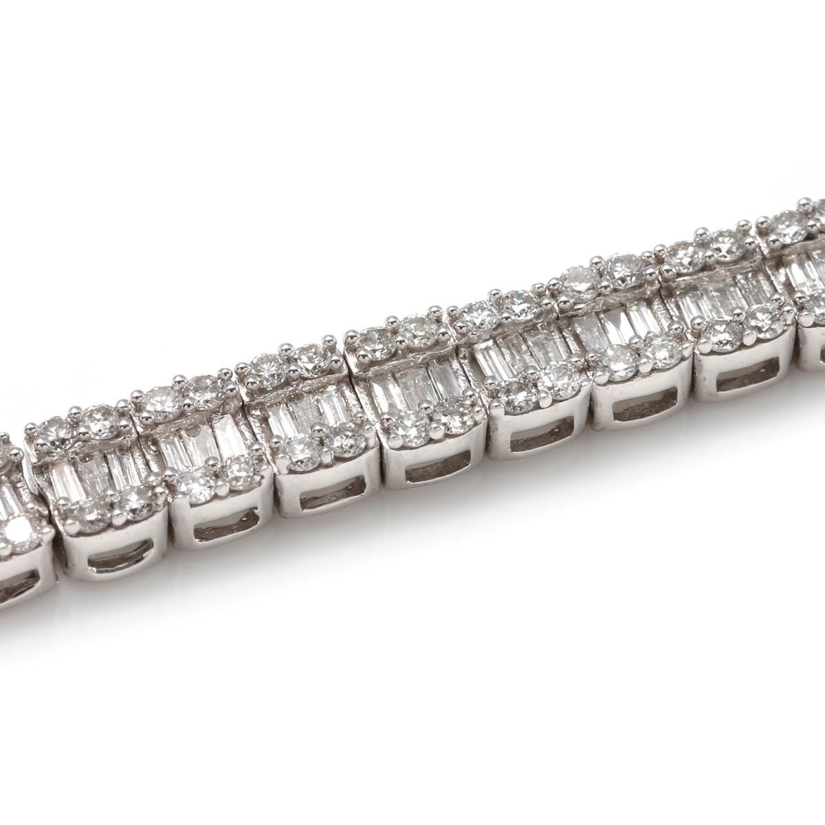 ダイヤモンド 14K ホワイトゴールド ブレスレット 幅4.5mm 18cm ダイヤモンド 14K ホワイトゴールド ブレスレット 幅4.5mm 18cm
