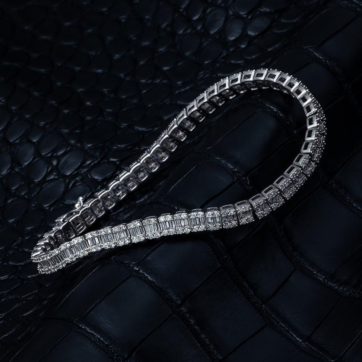 ダイヤモンド 14K ホワイトゴールド ブレスレット 幅4.5mm 18cm ダイヤモンド 14K ホワイトゴールド ブレスレット 幅4.5mm 18cm