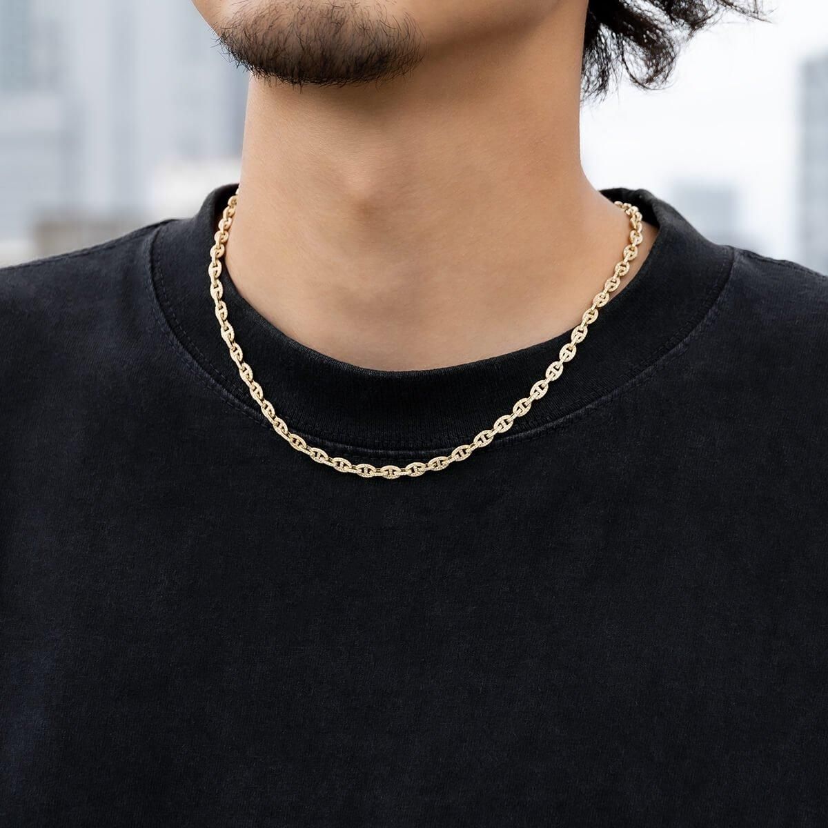 ダイヤモンド 10K イエローゴールド アンカーネックレス 幅4.5mm ダイヤモンド 10K イエローゴールド アンカーネックレス 幅4.5mm
