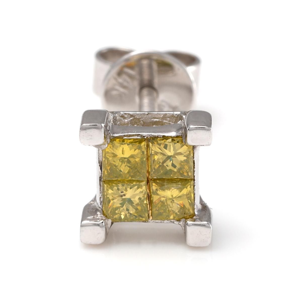 ダイヤモンド 14K ホワイトゴールド ピアス 6.5mm YELD4X4-S
