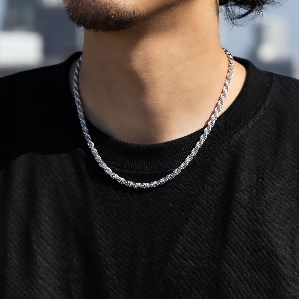 シルバー ロープネックレス 幅4.5mm 45cm-60cm 100HCMD シルバー ロープネックレス 幅4.5mm 45cm-60cm 100HCMD