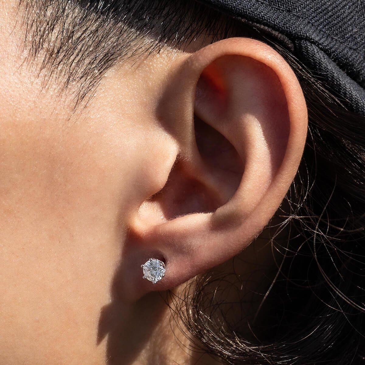 モアサナイト シルバー ピアス 5mm 6PRONG-0.5CT - AVALANCHE モアサナイト シルバー ピアス 5mm 6PRONG-0.5CT - AVALANCHE