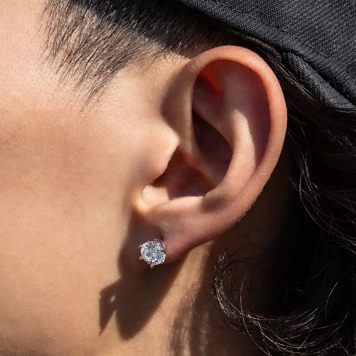 モアサナイト シルバー ピアス 6.5mm 6PRONG-1.0CT - AVALANCHE モアサナイト シルバー ピアス 6.5mm 6PRONG-1.0CT - AVALANCHE