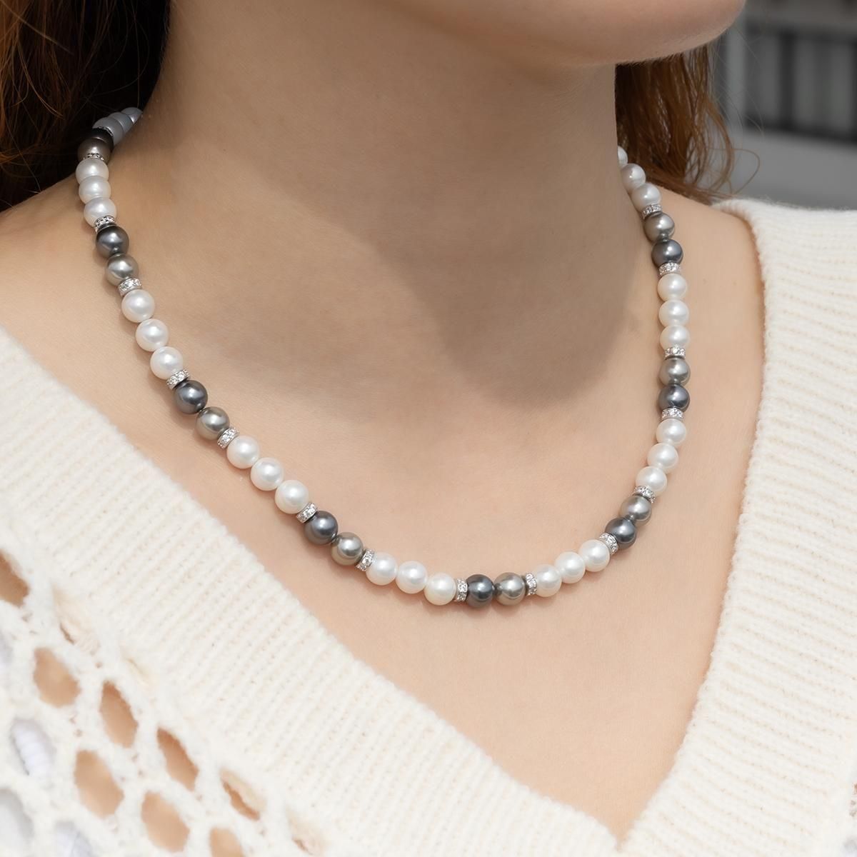シルバー パールネックレス 幅7mm 45cm-50cm ASPN-002 シルバー パールネックレス 幅7mm 45cm-50cm ASPN-002