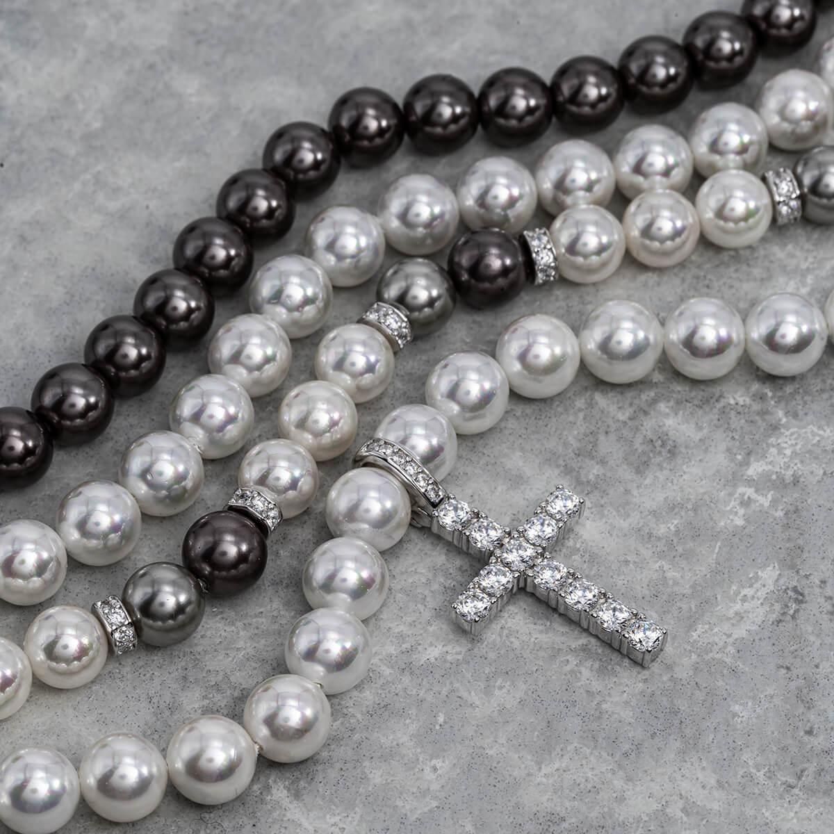 シルバー パールネックレス 幅7mm 45cm-60cm ASPN-002 - AVALANCHE