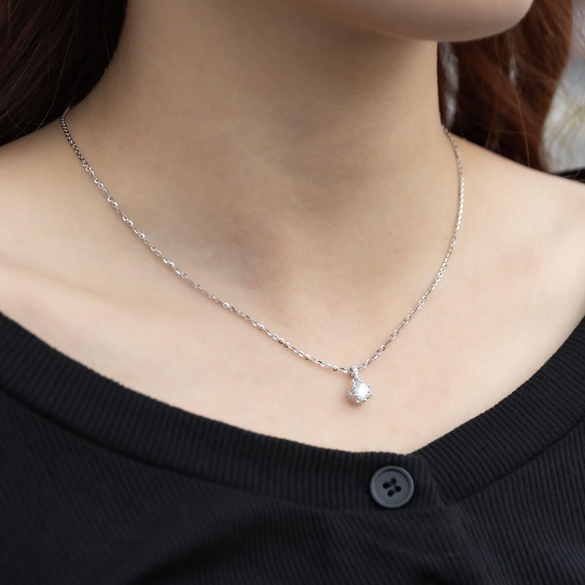 モアサナイト シルバー ネックレス&ペンダント 41cm CROWN-0.5CT モアサナイト シルバー ネックレス&ペンダント 41cm CROWN-0.5CT