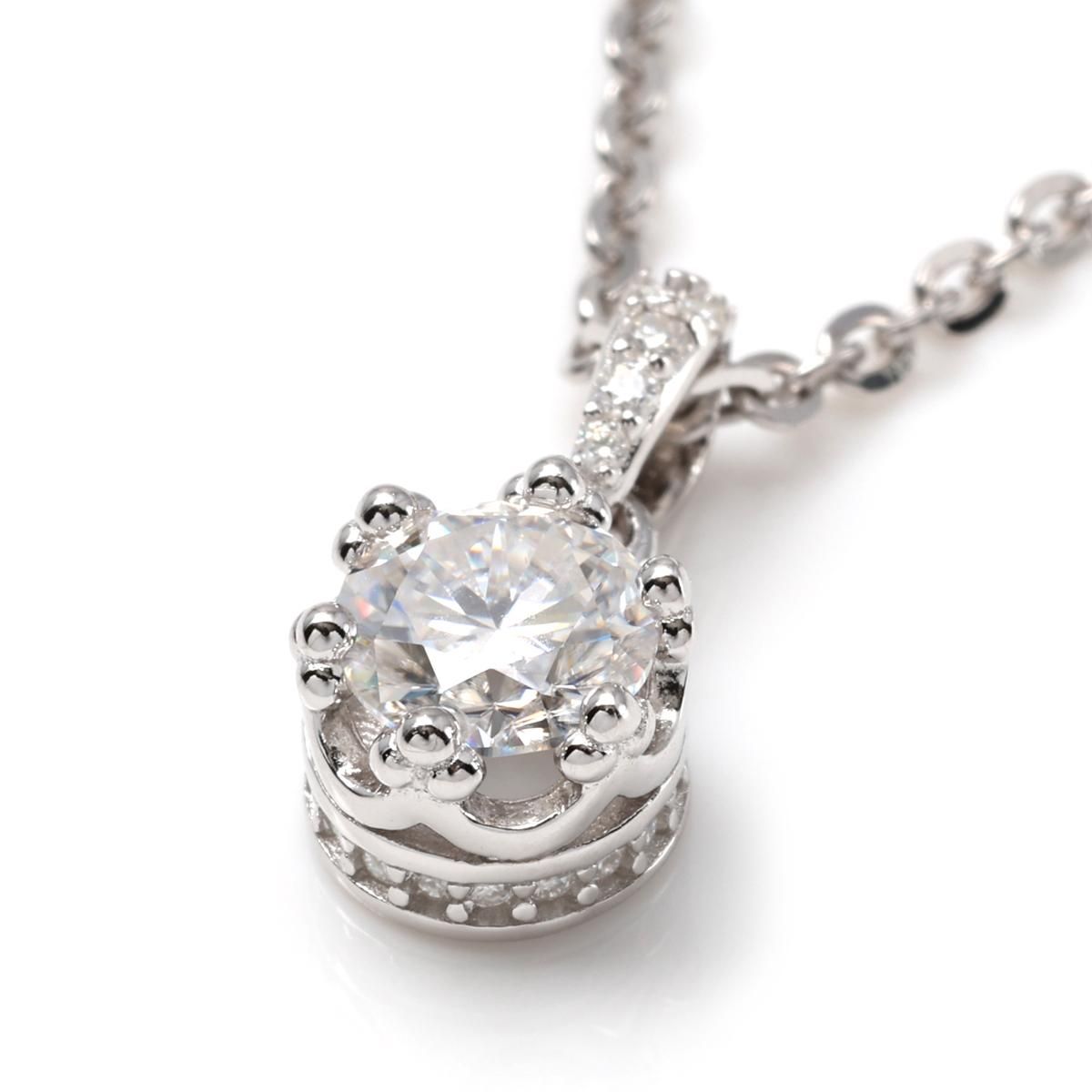 モアサナイト シルバー ネックレス&ペンダント 41cm CROWN-0.5CT モアサナイト シルバー ネックレス&ペンダント 41cm CROWN-0.5CT