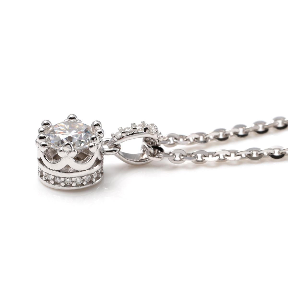 モアサナイト シルバー ネックレス&ペンダント 41cm CROWN-0.5CT モアサナイト シルバー ネックレス&ペンダント 41cm CROWN-0.5CT