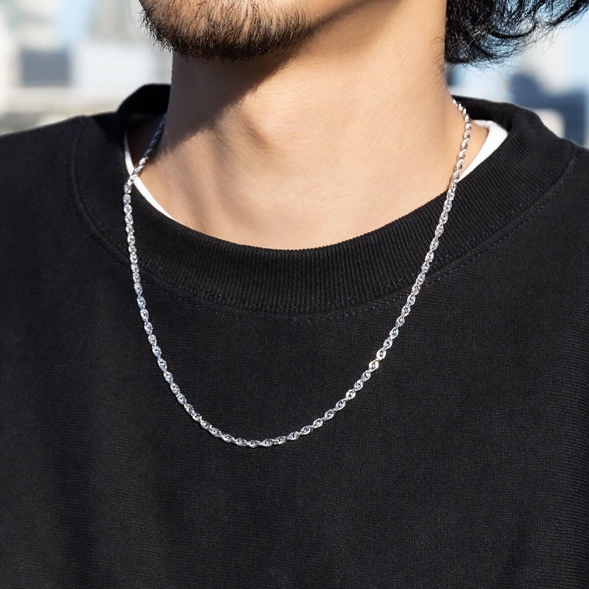 値下げ不可　AVALANCHE ロープチェーン ペンダント 10K ホワイトゴールド ロープネックレス 幅2mm 40cm-60cm