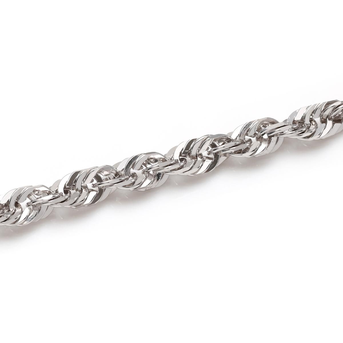10K ホワイトゴールド ロープブレスレット 幅3mm 19cm