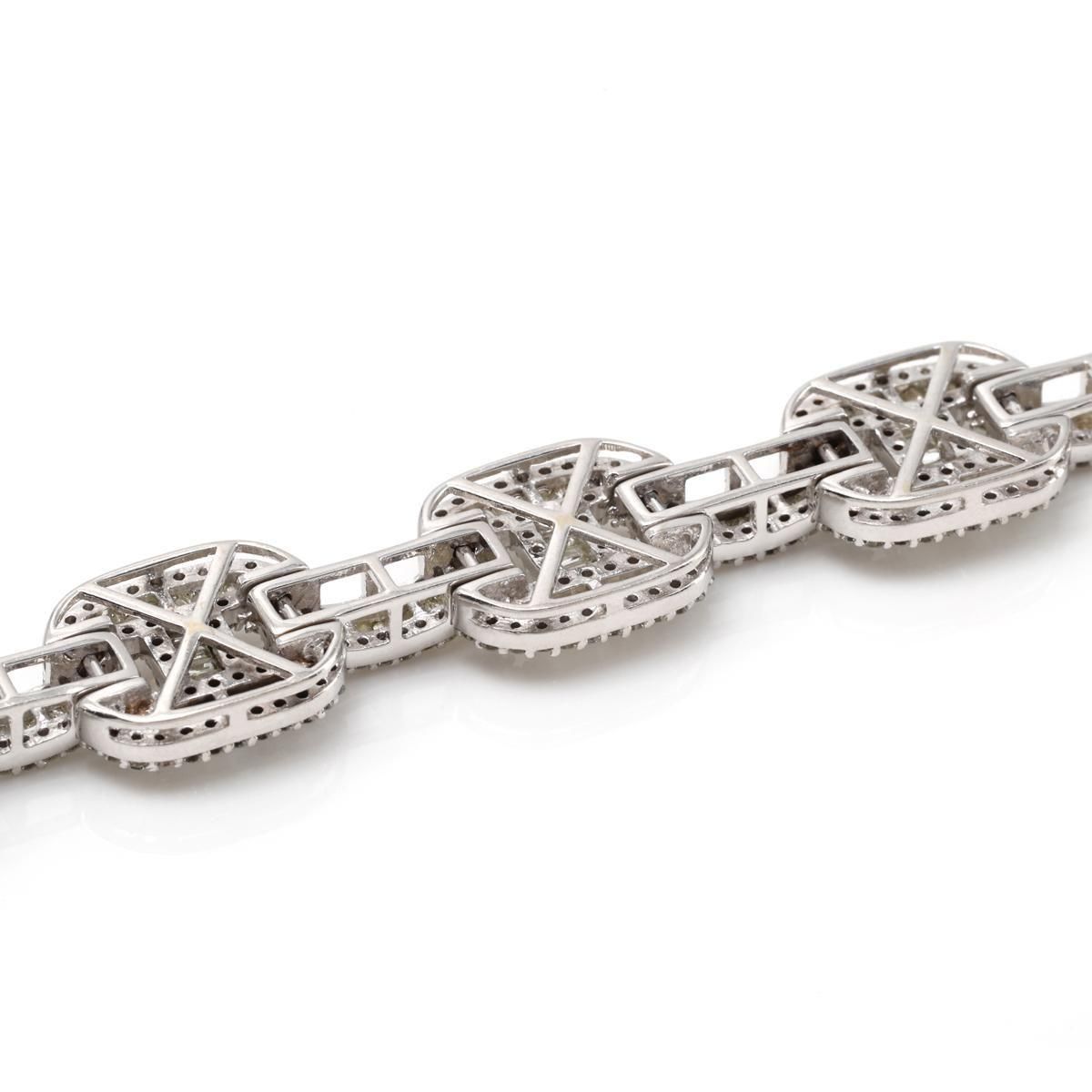 ダイヤモンド 14K ホワイトゴールド ブレスレット 幅3.5mm 19cm