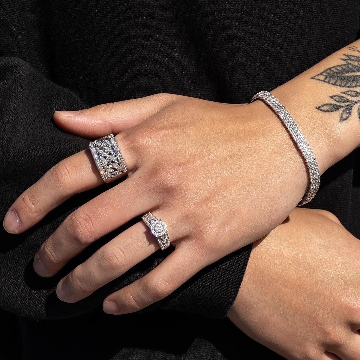 ダイヤモンド 14K ホワイトゴールド テニスブレスレット 幅5.5mm ダイヤモンド 14K ホワイトゴールド テニスブレスレット 幅5.5mm