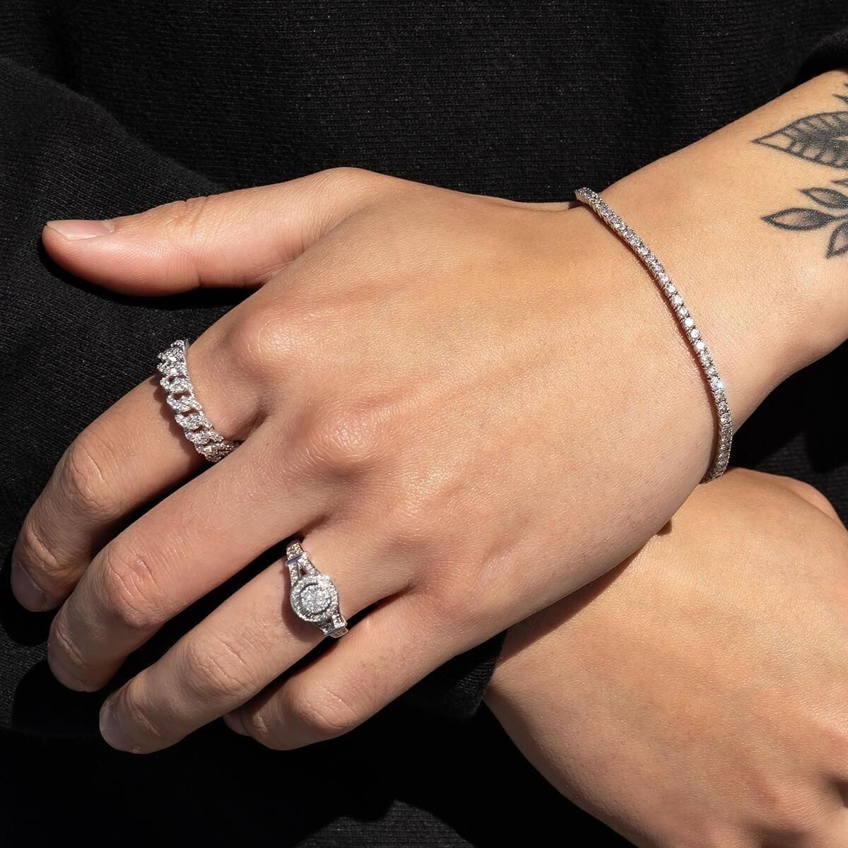 ダイヤモンド 14K ホワイトゴールド テニスブレスレット 幅2.5mm ダイヤモンド 14K ホワイトゴールド テニスブレスレット 幅2.5mm