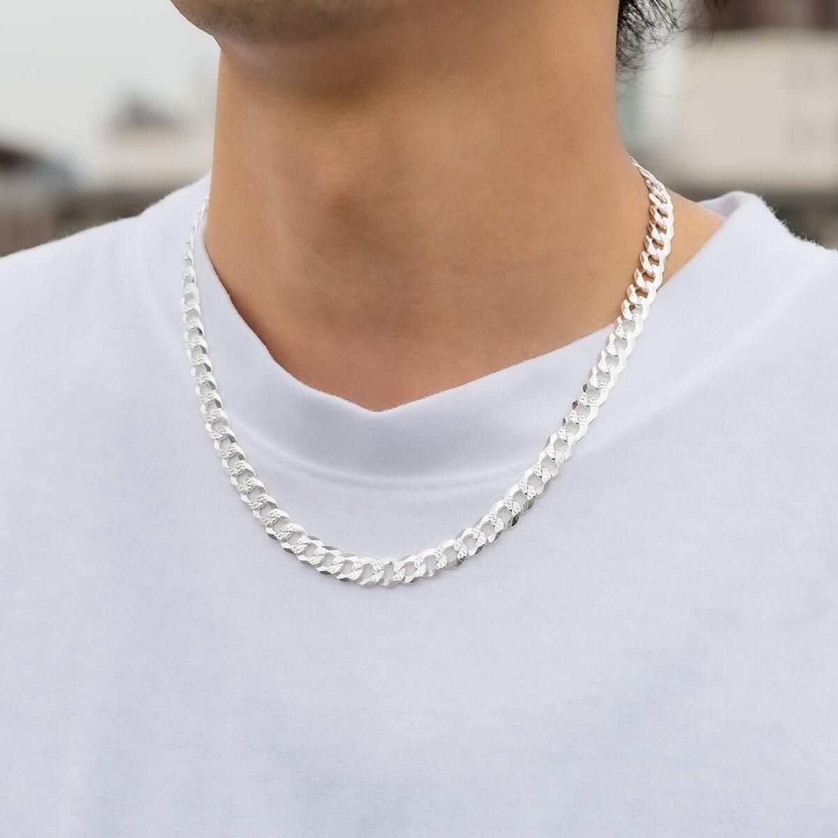 シルバー キューバンネックレス 幅8mm 46cm-61cm ACH631 シルバー キューバンネックレス 幅8mm 46cm-61cm ACH631