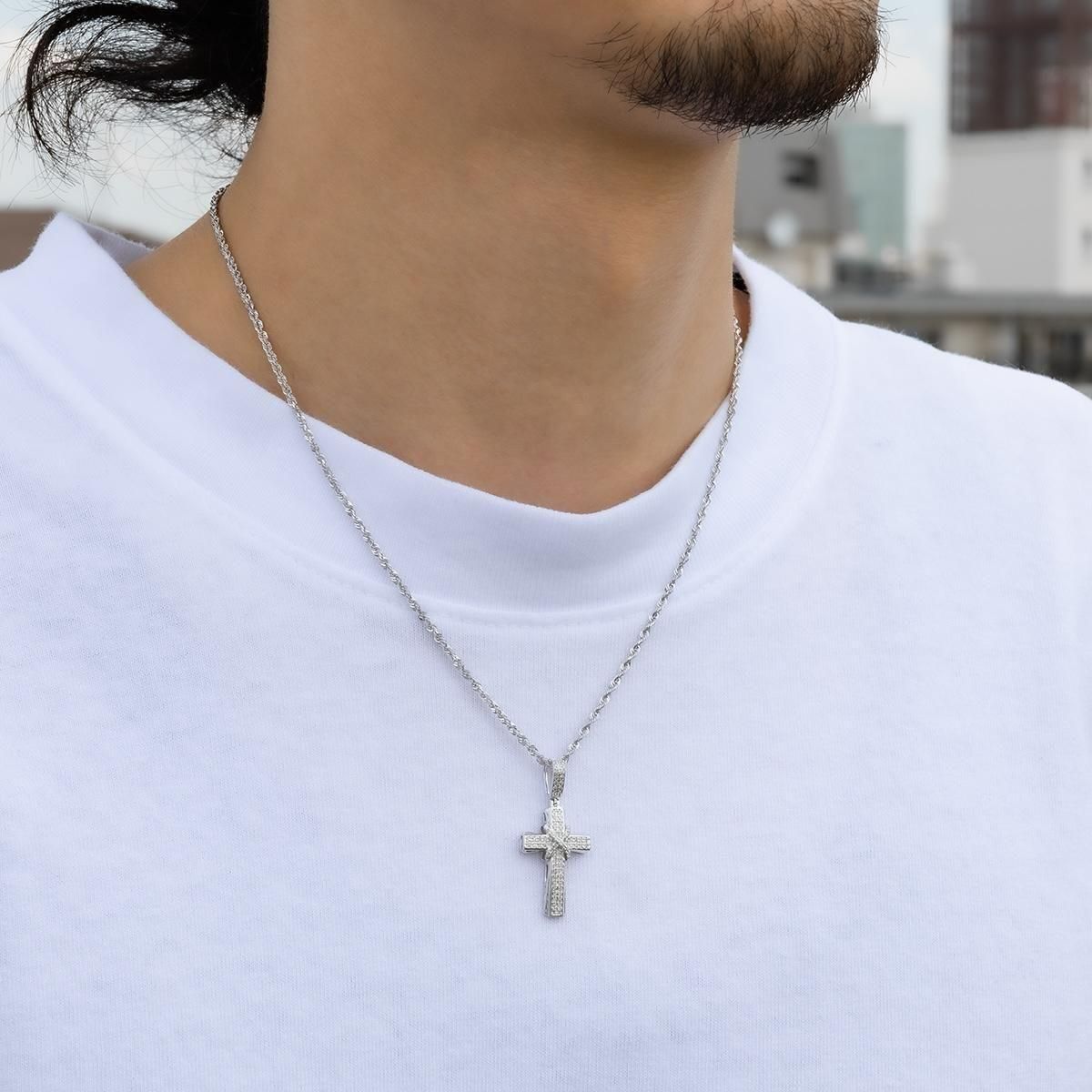 10K ホワイトゴールド ネックレス&ペンダント 45cm-50cm Mサイズ
