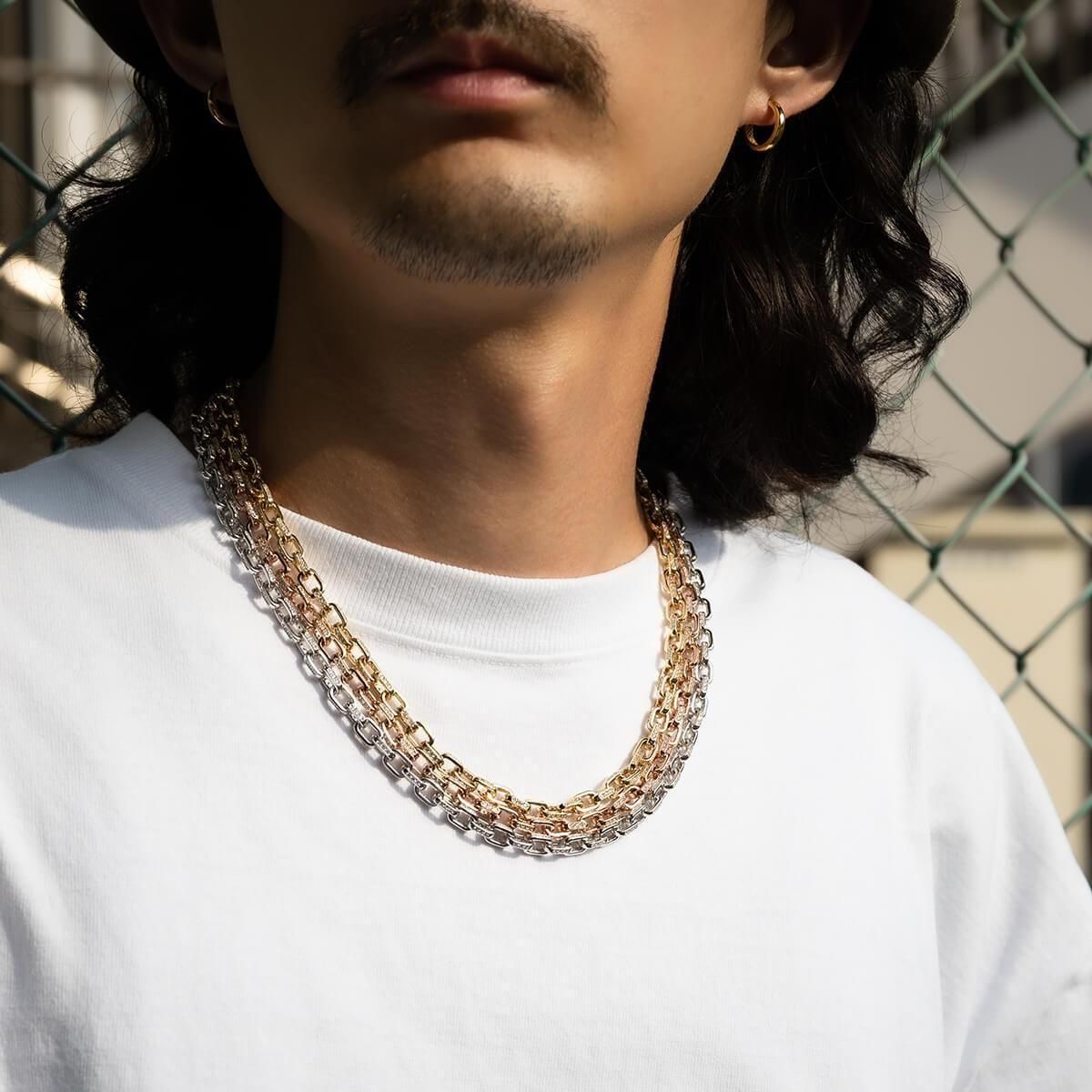 AVALANCHE ネックレス トップ ローズ 10K ダイヤモンド 10K ローズゴールド アズキネックレス 幅5.5mm