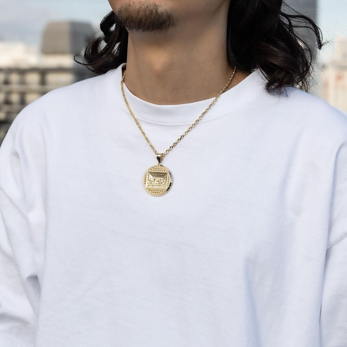 10K Gold ゴールド 最後の晩餐 ジーザス キリスト ペンダント Amazon.co.jp: 宗教的なジュエリー 絶妙な10Kイエローゴールド
