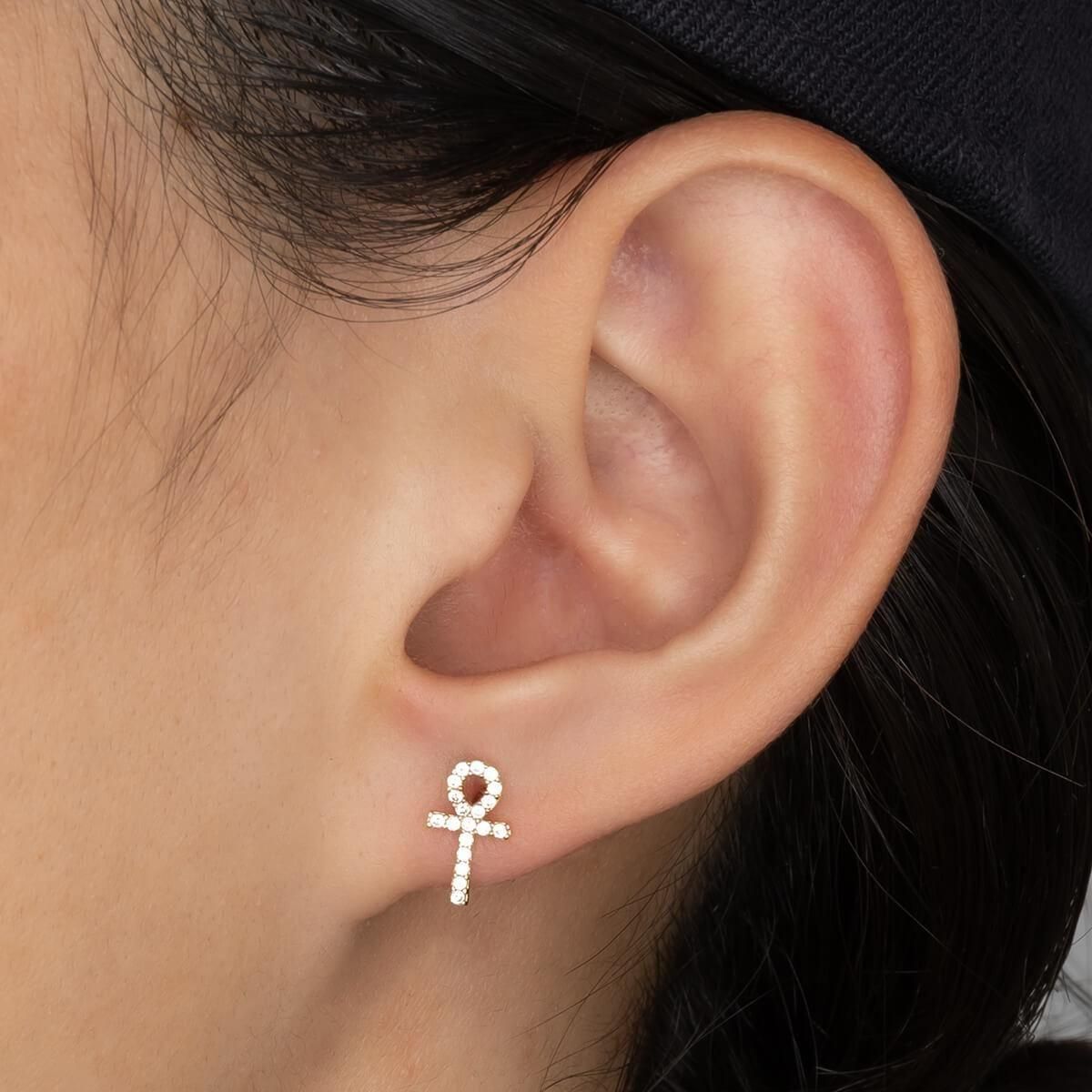 AVALANCHE 10K イエローゴールド クロスモチーフピアス 10K イエローゴールド ピアス - AVALANCHE OFFICIAL STORE