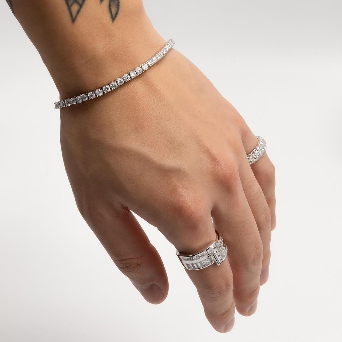 モアサナイト シルバー テニスブレスレット 幅3mm 17cm-18cm HBL-D042