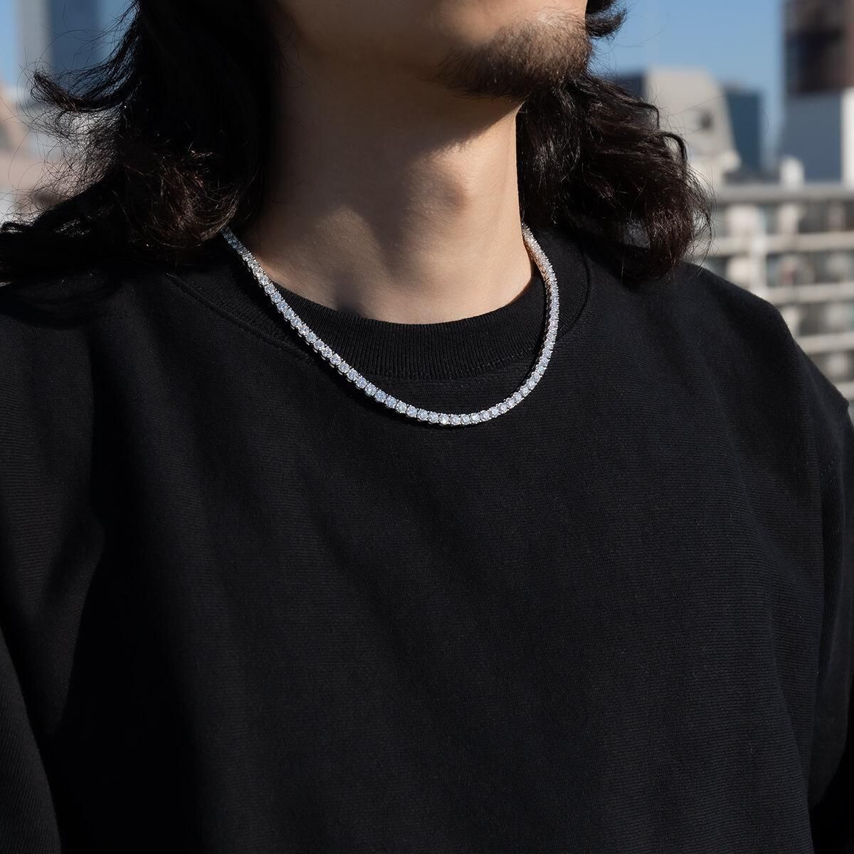 モアサナイト シルバー テニスネックレス 幅4mm 45cm-50cm HNL-D001