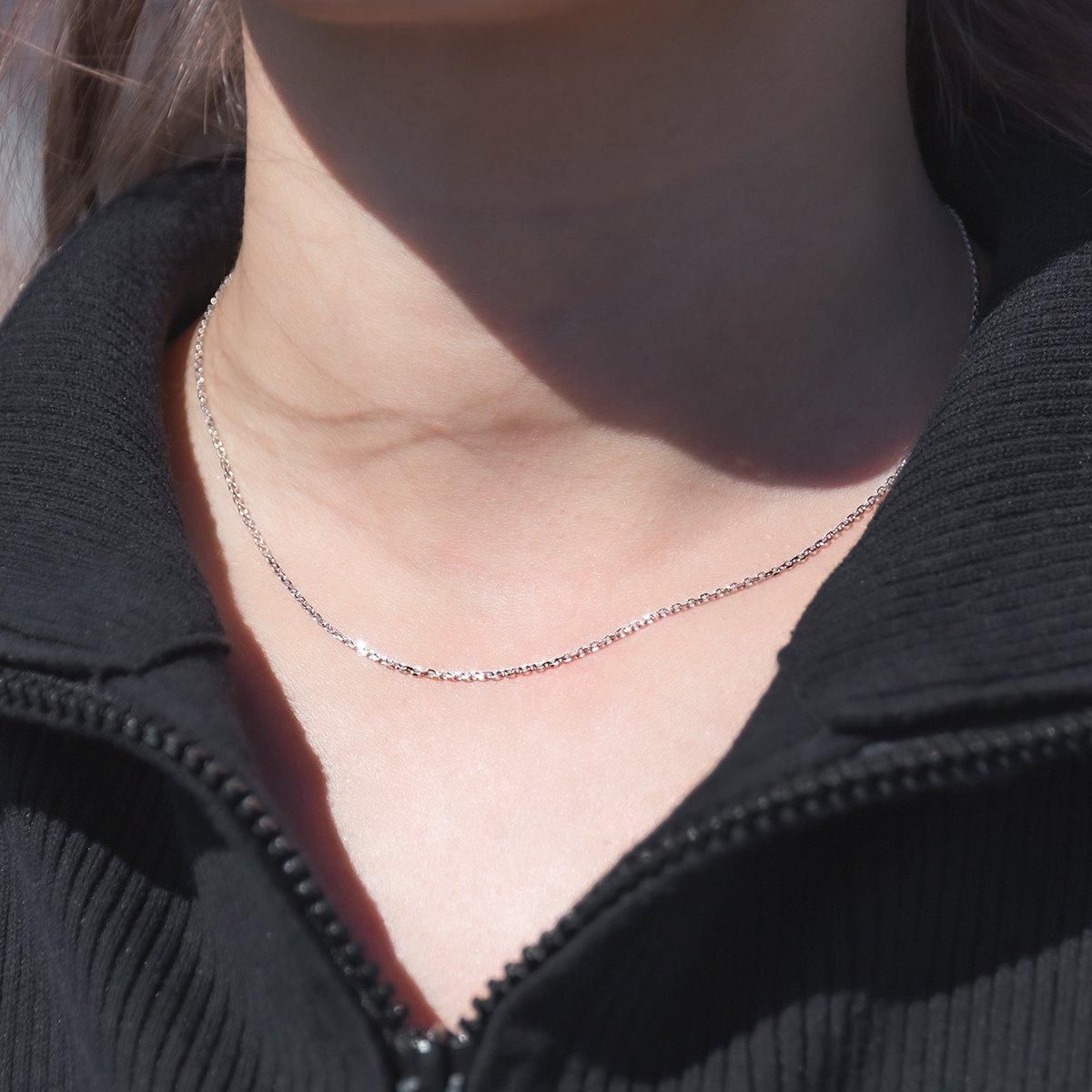 10K ホワイトゴールド アズキネックレス 幅1.5mm 40cm-50cm アズキ 10K ホワイトゴールド アズキネックレス 幅1.5mm 40cm-50cm アズキ