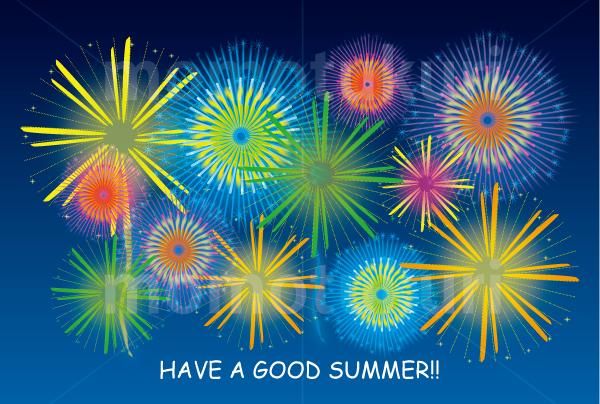99yenから390yen素材sozai 花火 暑中見舞い 横ハガキ Have A Good Summer 夏 2