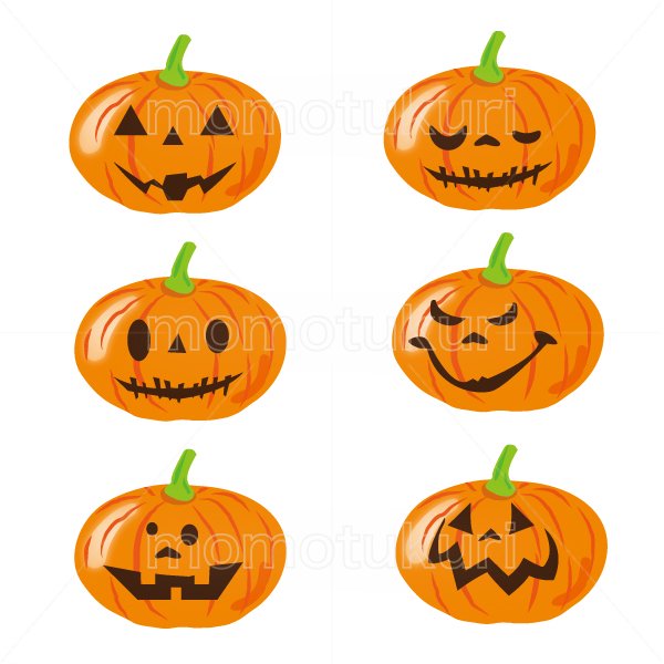 99円から390円素材sozai』ハロウィン かぼちゃ イラスト6個セット