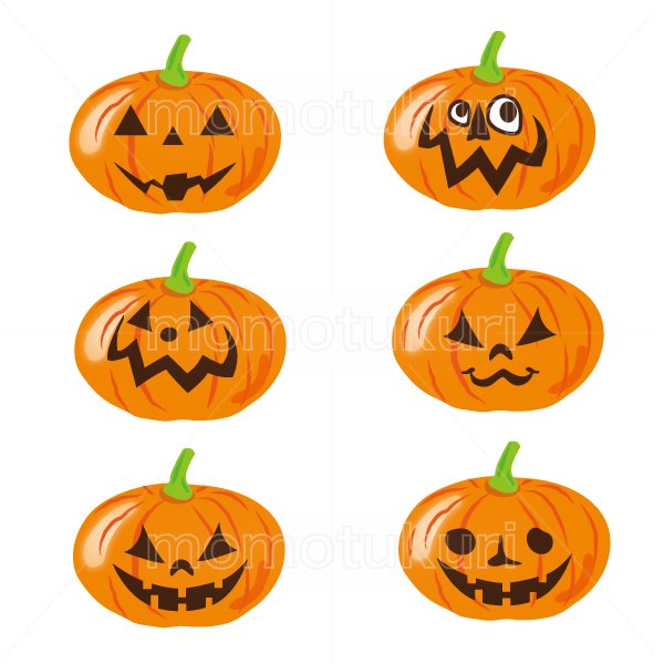 99円から390円素材sozai ハロウィン かぼちゃ イラスト6個セット 2